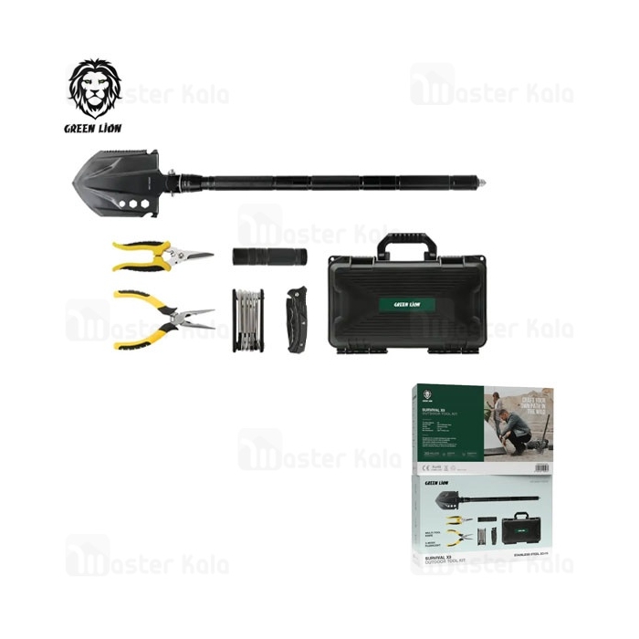 ست ابزار کمپینگ و بقا چندکاره گرین لاین Green Lion Survival X9 Outdoor Tool Kit GNSRX9TOOLBK