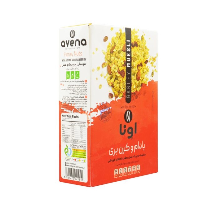 موسلی اونا سری K طعم بادام و کرن بری ۲۵۰ گرمی