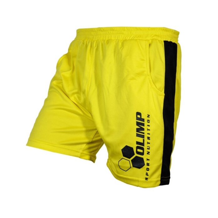 شلوارک ورزشی مردانه الیمپ مدل PY-9912 زرد خط مشکی