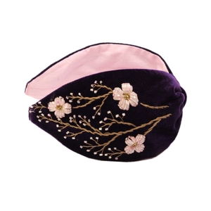 تل مخمل شرابی شکوفه/ Wine blossom velvet headband