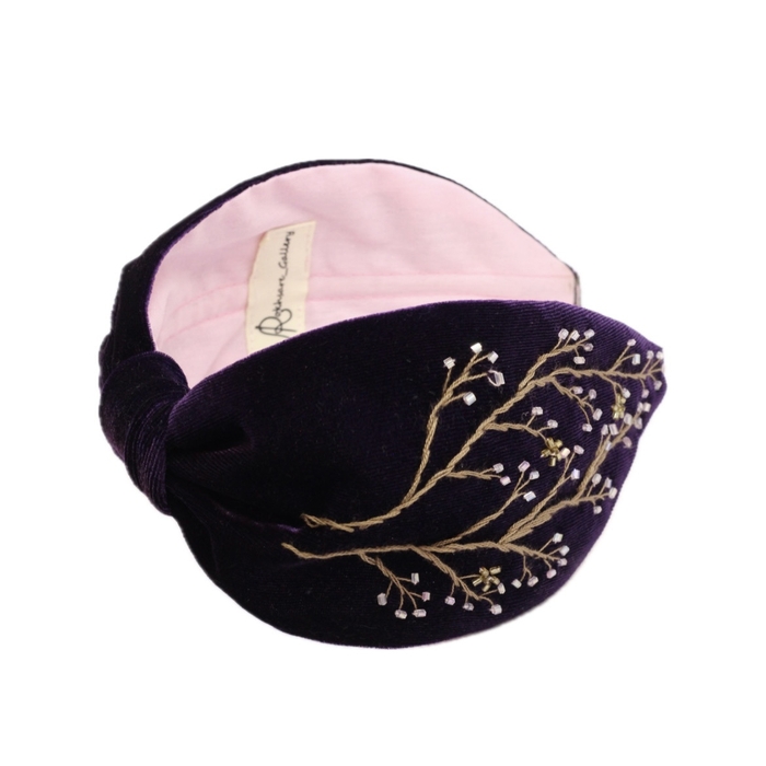 تل مخمل جواهردوزی مدل وایولت واین/