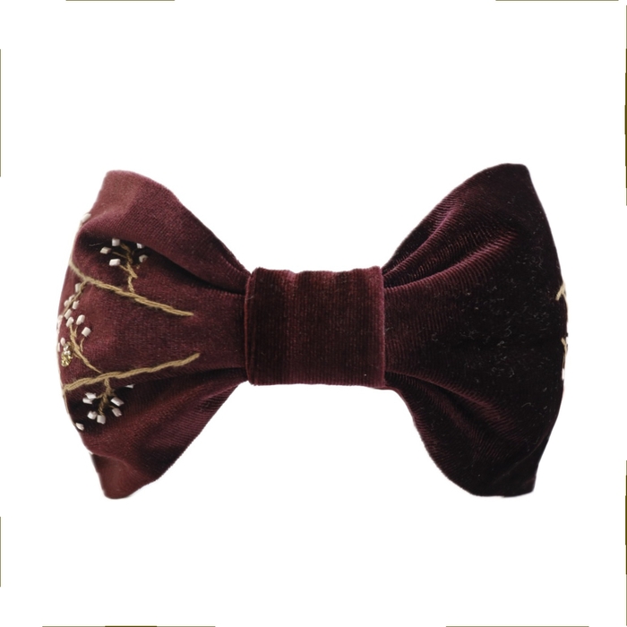 تل مخمل شرابی شکوفه/ Wine blossom velvet headband