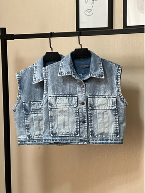 وست جین کراپ جیب پاکتی