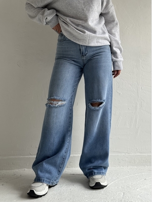 شلوار بگ دوزانو زاپ a2218