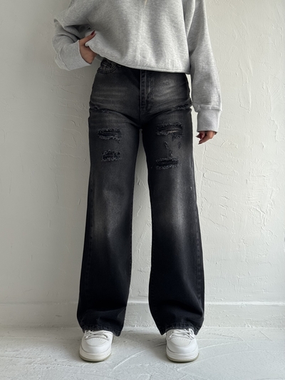 شلوار نیم بگ زغالی a2108