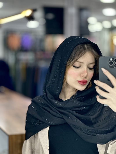 شال مشکی مدل مجلسی هفت رنگ