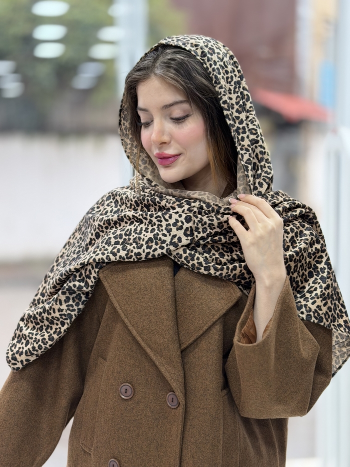 شال مخمل چاپی پلنگی کد ۱۹۸