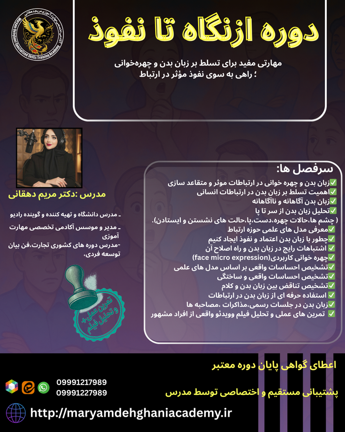 دوره از نگاه تا نفوذ(زبان بدن و چهره خوانی)