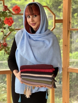 شال پلیسه رنگی آویزدار