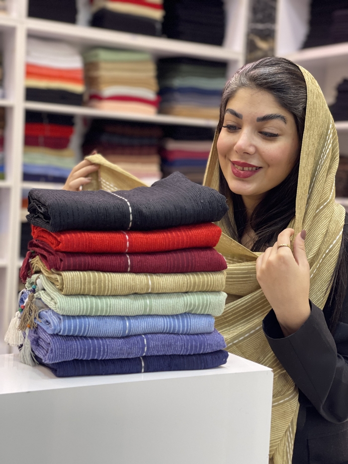 شال مخمل کبریتی سه خط