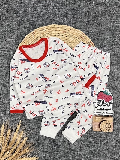 بلوز شلوار حراجی خرس ملوان قرمز کد ۱۱۰۸