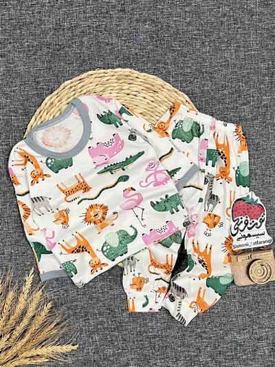 بلوز شلوار حراجی حیوانات رنگی کد ۱۱۰۸