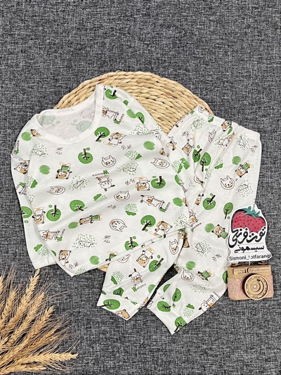 بلوز شلوار حراجی خرس و درخت سبز کد ۱۱۰۸