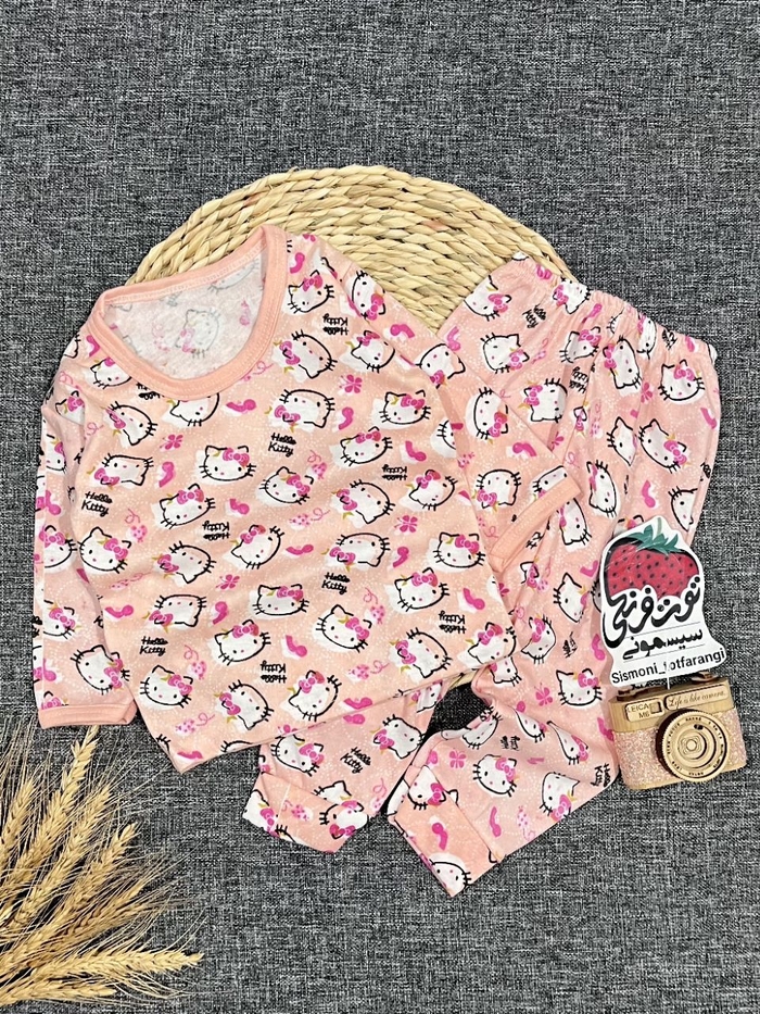 بلوز شلوار حراجی کیتی صورتی کد ۱۱۰۸