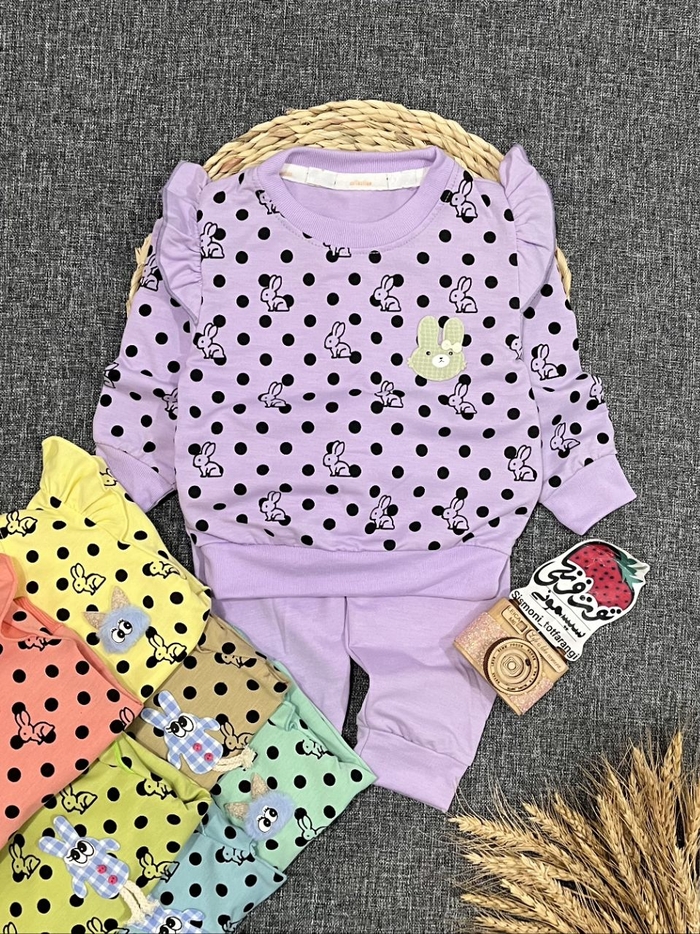 بلوز شلوار خرگوش خالدار کد ۱۱۴۰