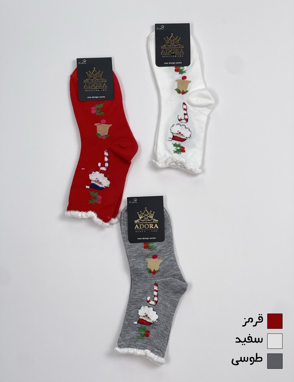 جوراب زنانه مدل بابانوئل کد 50102