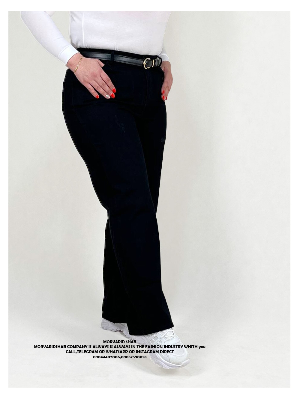 شلوار جین زنانه مشکی مدل بگ کد 91588
