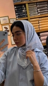  مینی اسکارف چاپی آبی لی