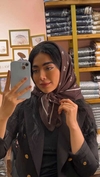 مینی اسکارف چاپی قهوه‌ای 