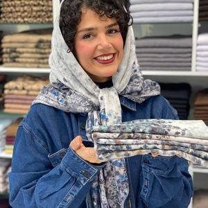 روسری نخی چاپی دور دوخت