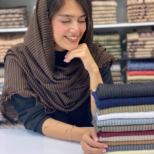 شال نخی پاییزه خطی چهار ریش