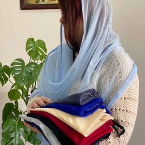 شال توری رنگی دور گان دوزی 