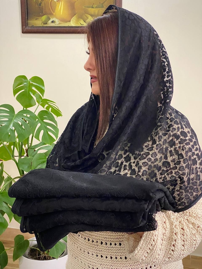 شال توری مشکی دورگان