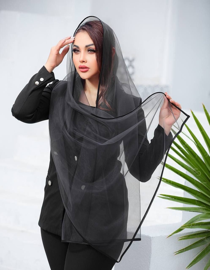 شال توری ساده دور گان 