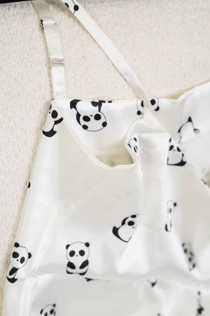 ست تاپ شورتک ساتن طرح پاندا کد1037