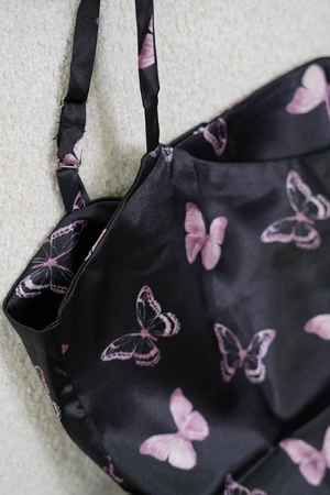 ست تاپ شورتک ساتن طرح شاپرک کد1038