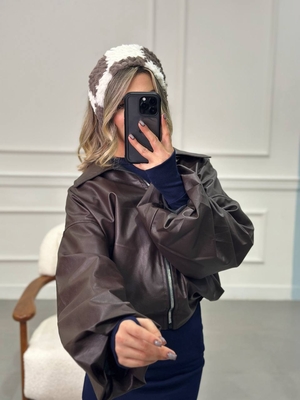 بامبر چرم آستین پف کد1001