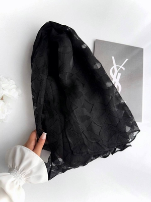 شال حریرنخ شیشه‌ای پارت مشکی وارداتی کد۹۹
