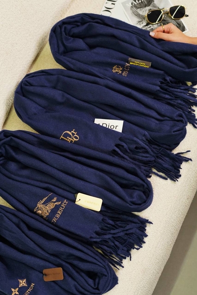 شال موهر حوله‌ای ریش فتیله‌ای سرمه‌ای وارداتی کد312