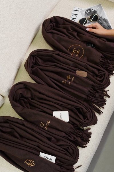 شال موهر حوله‌ای ریش فتیله‌ای قهوه‌ای وارداتی کد313