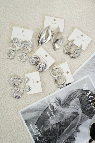 گوشواره میخی پک نقره‌ای کد1057