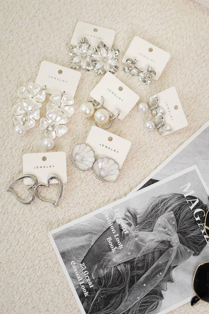 گوشواره میخی پک نقره‌ای کد1056