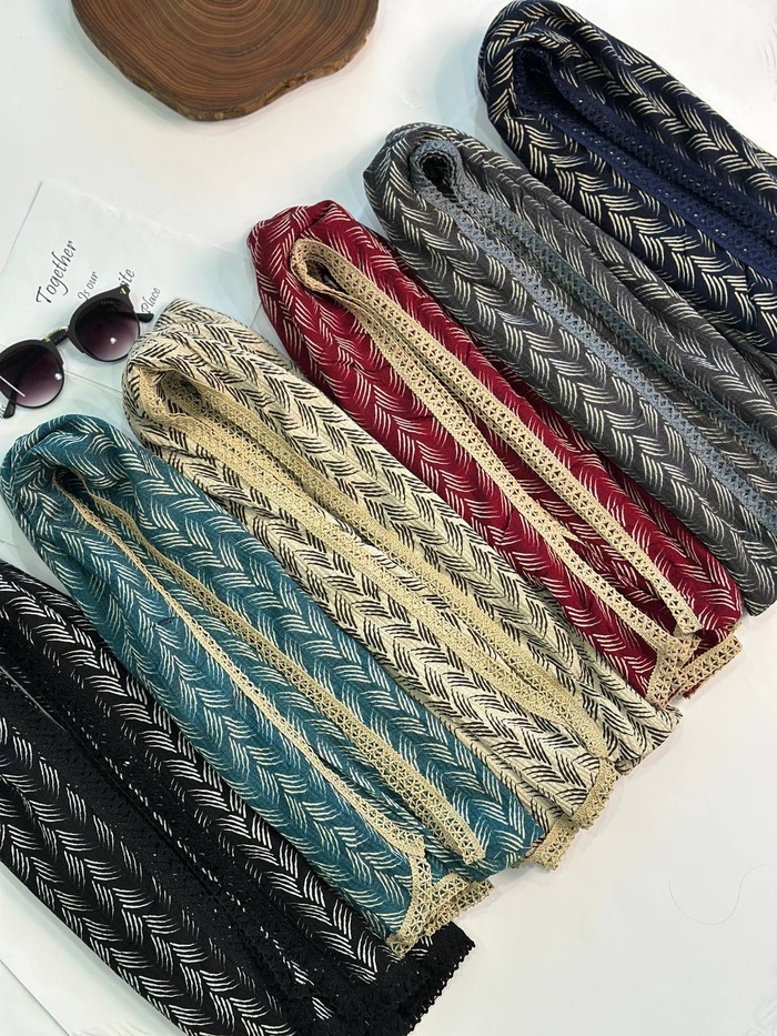 شال پلیسه برشکا گندمی قلاب بافی کد۲۸۱